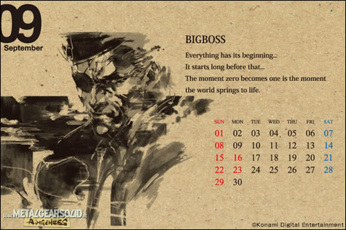 Calendrier 2013 Metal Gear Snake