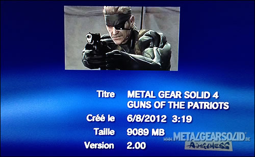 Installation patch japonais Metal Gear Solid 4 Guns of the Patriots